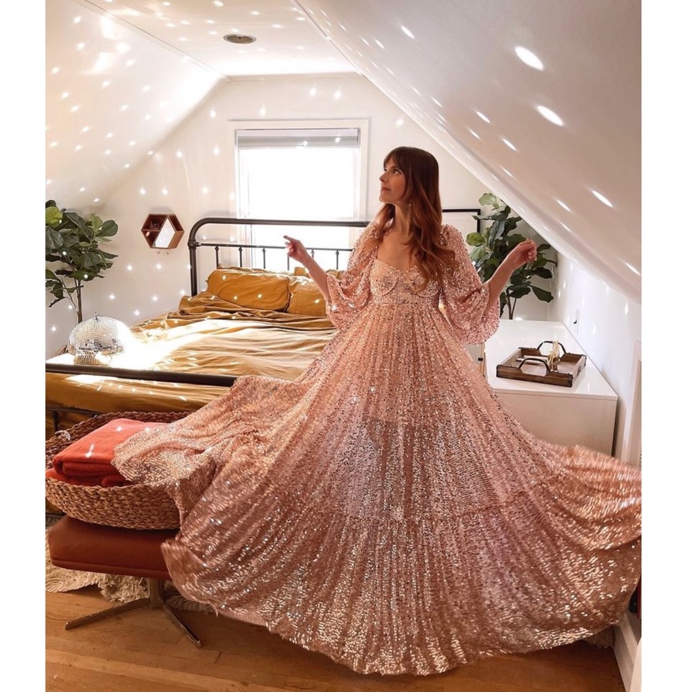 NWT Selkie Rose Gold Sequin Princess Gown (Sz XL)